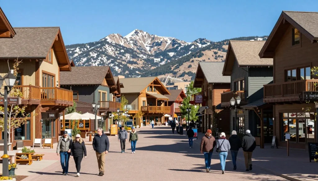 Park City Mountain village with mountain backdrop showcasing the resort destination Park City Mountain village with mountain backdrop showcasing the resort destination