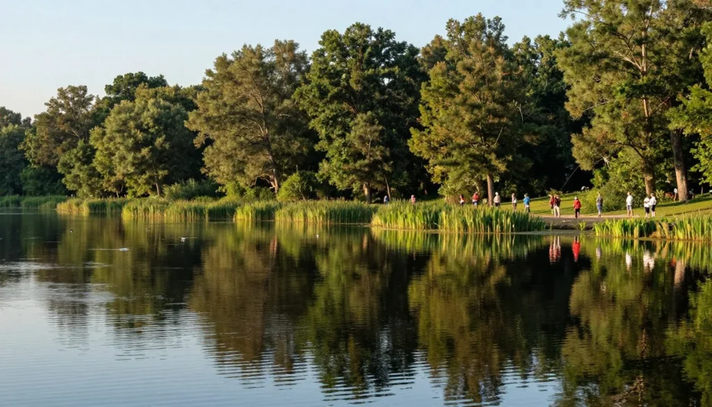 Peaceful lakeside scene at Durant Nature Preserve with natural vegetation Peaceful lakeside scene at Durant Nature Preserve with natural vegetation