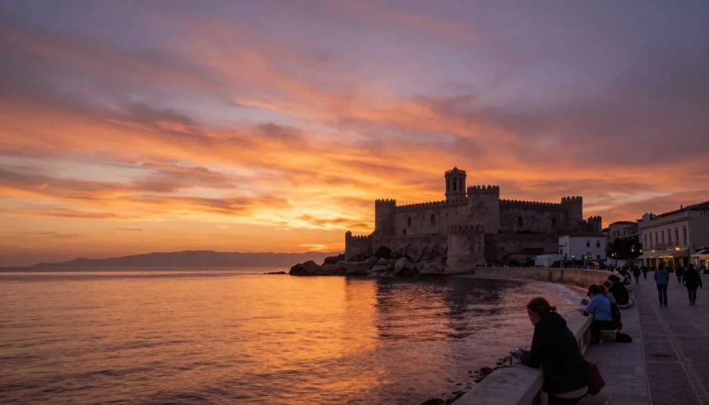 Peniscola Spain coastal sunset castle Mediterranean evening