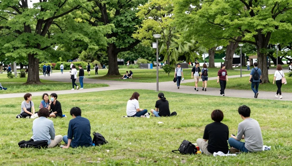 People enjoying activities in a free public park