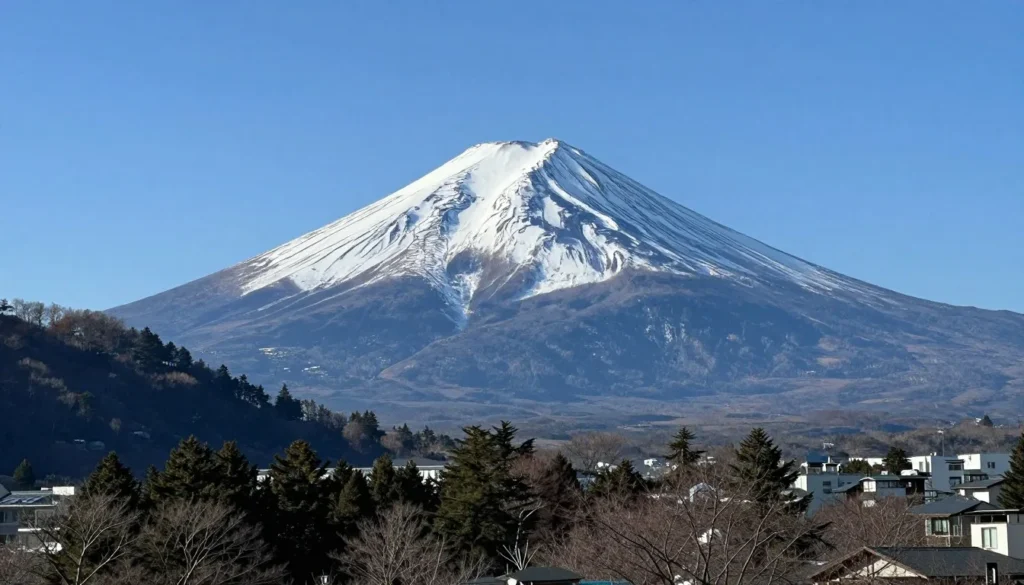 Perfect view of snow-capped Mt. Fuji from Hakone