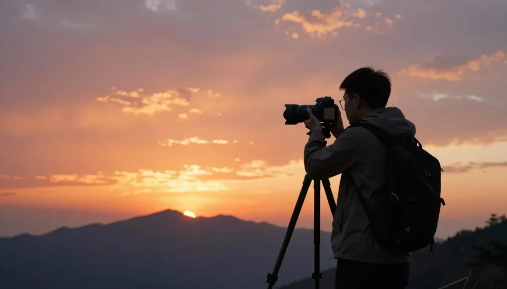 Photographer capturing mountain sunset view Tennessee Photographer capturing mountain sunset view Tennessee