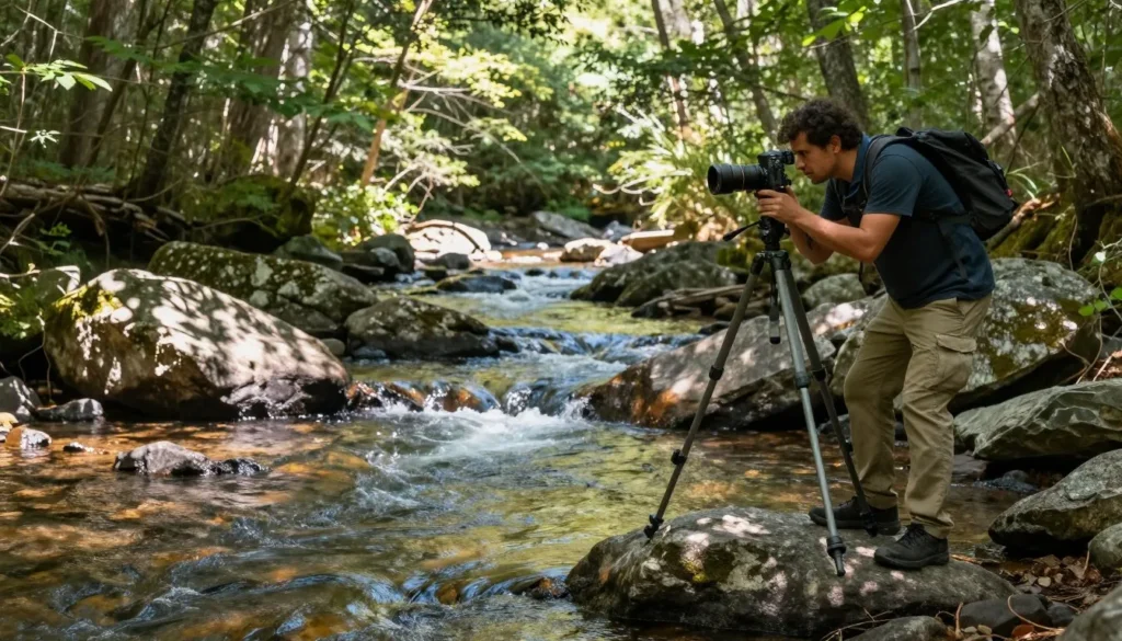 Photographer capturing nature at Bobs Creek State Natural Area North Carolina Photographer capturing nature at Bobs Creek State Natural Area North Carolina