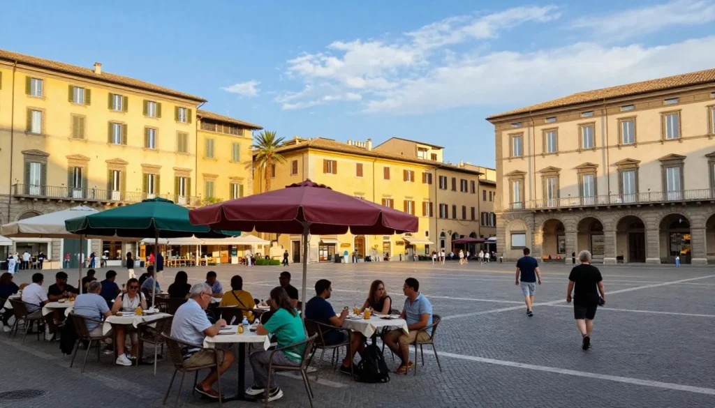 Piazza Tasso in Sorrento with outdoor cafes and historic buildings