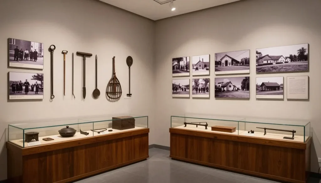 Pioneer heritage museum display with vintage artifacts
