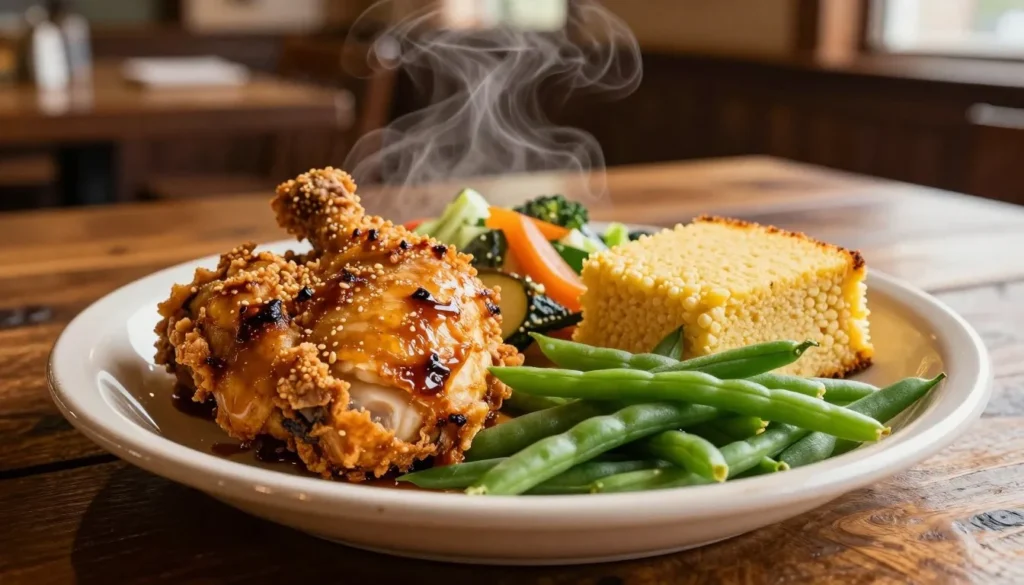 Plate of traditional North Carolina mountain cuisine with fresh vegetables Plate of traditional North Carolina mountain cuisine with fresh vegetables