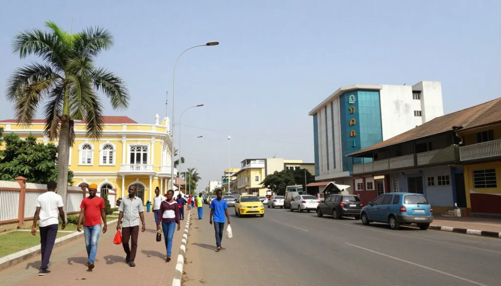 Porto-Novo city skyline with colonial architecture and modern buildings visible