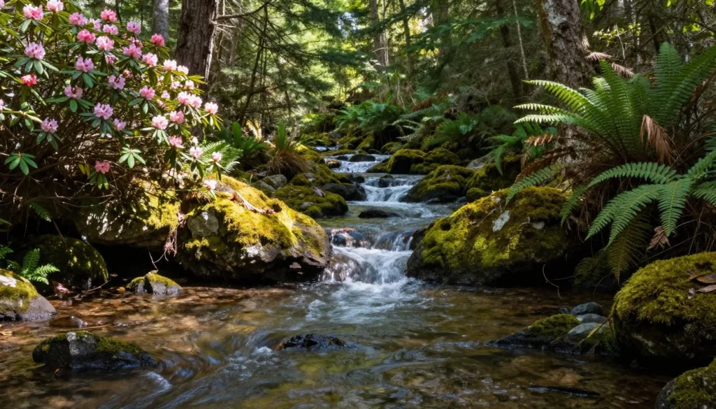 Pristine forest scene with creek at Frozen Head State Natural Area Tennessee Pristine forest scene with creek at Frozen Head State Natural Area Tennessee