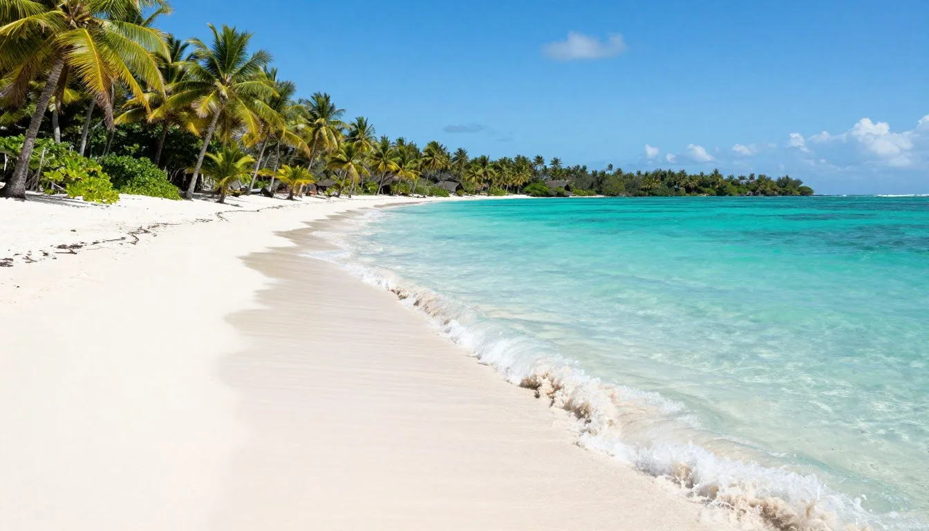 Pristine white sand beach with turquoise waters at Tortuga Island Costa Rica
