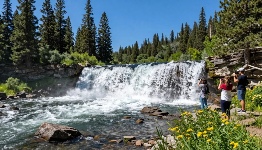 Provo River Falls during summer season with blue skies