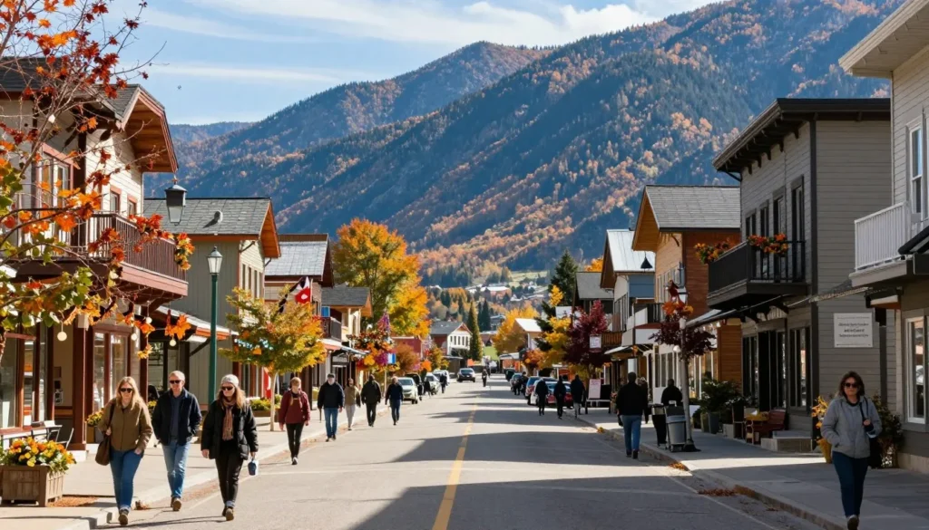 Quaint mountain town street scene Quaint mountain town street scene