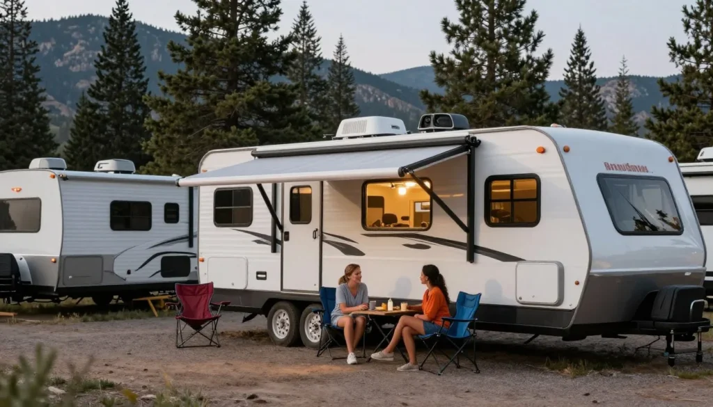 RV camping setup at Pine Valley with mountain views RV camping setup at Pine Valley with mountain views