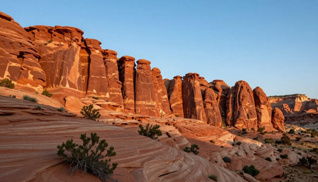 Red rock canyon landscape with distinctive rock formations
