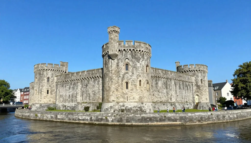 Reginald's Tower medieval stone fortress beside the River Suir in Waterford's Viking Triangle on a sunny day