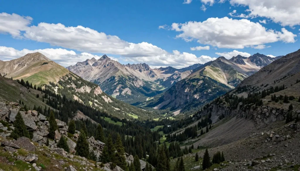Rocky Mountain landscape near Vail Pass showing peaks and valleys Rocky Mountain landscape near Vail Pass showing peaks and valleys