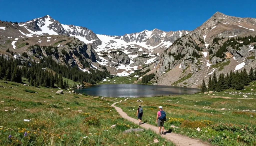 Rocky Mountain scenic vista with multiple peaks Rocky Mountain scenic vista with multiple peaks