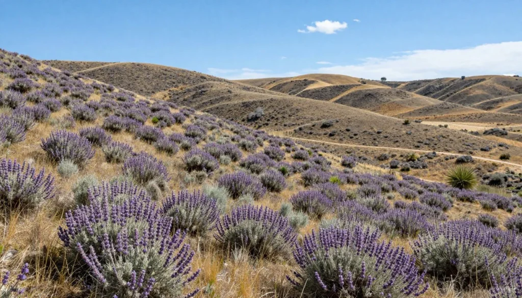 Rolling sagebrush hills at Sheldon National Wildlife Refuge under blue sky