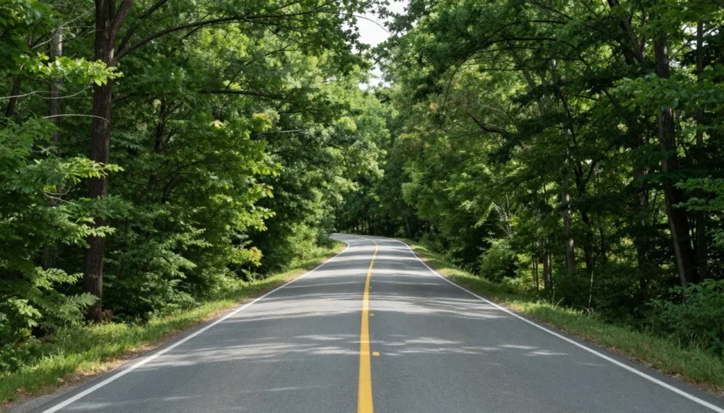 Rural Tennessee country road through forest Rural Tennessee country road through forest