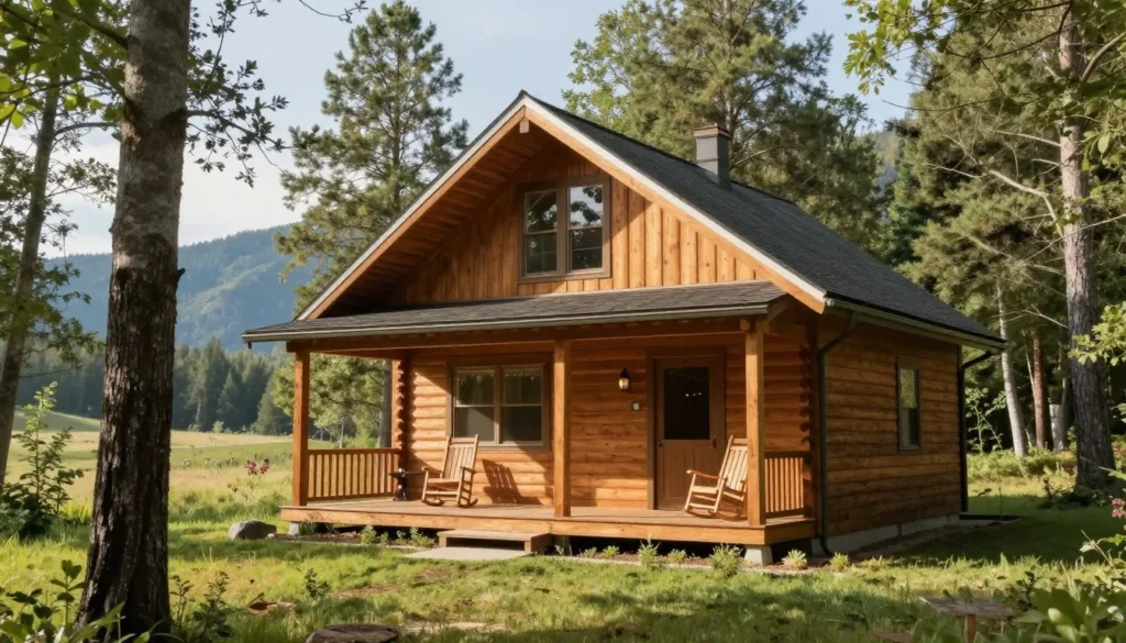 Rustic cabin rental nestled among trees near Fontana Lake with mountain views and comfortable porch seating Rustic cabin rental nestled among trees near Fontana Lake with mountain views and comfortable porch seating