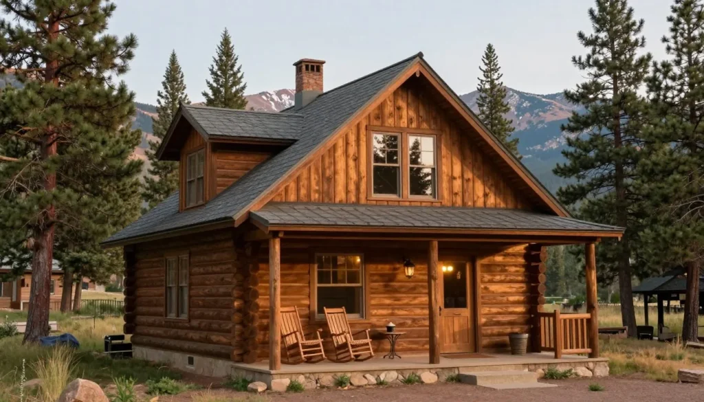 Rustic mountain cabin accommodation in Twin Lakes Colorado surrounded by pine trees Rustic mountain cabin accommodation in Twin Lakes Colorado surrounded by pine trees