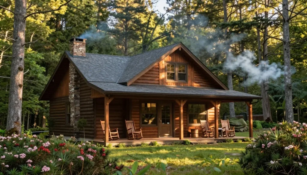 Rustic mountain cabin surrounded by Blue Ridge forests Rustic mountain cabin surrounded by Blue Ridge forests