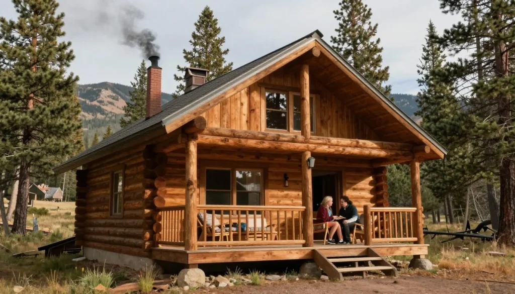Rustic mountain cabin surrounded by pine trees in Colorado Rustic mountain cabin surrounded by pine trees in Colorado