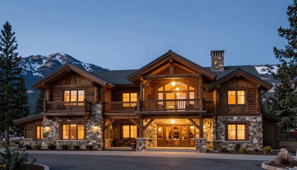 Rustic mountain lodge in Snowstorm Mountains area