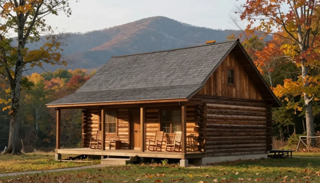 Rustic wooden cabin surrounded by Great Smoky Mountains forest in autumn Rustic wooden cabin surrounded by Great Smoky Mountains forest in autumn