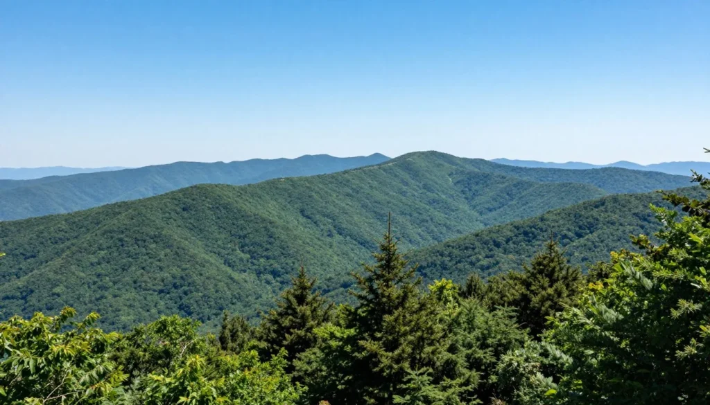 Scenic Blue Ridge Parkway overlook showing mountain layers and forest landscape Scenic Blue Ridge Parkway overlook showing mountain layers and forest landscape