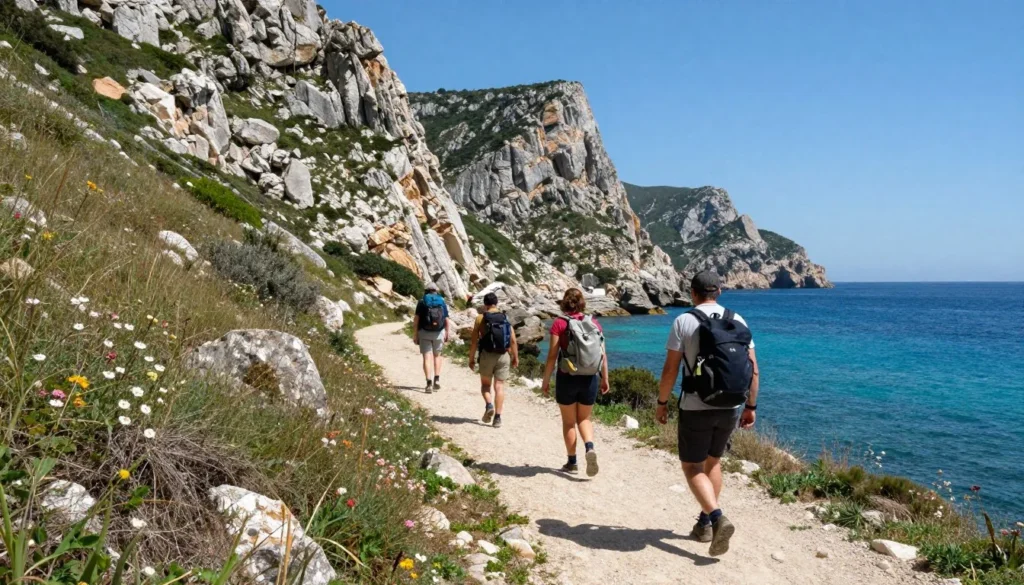 Scenic coastal hiking trail with Mediterranean sea views