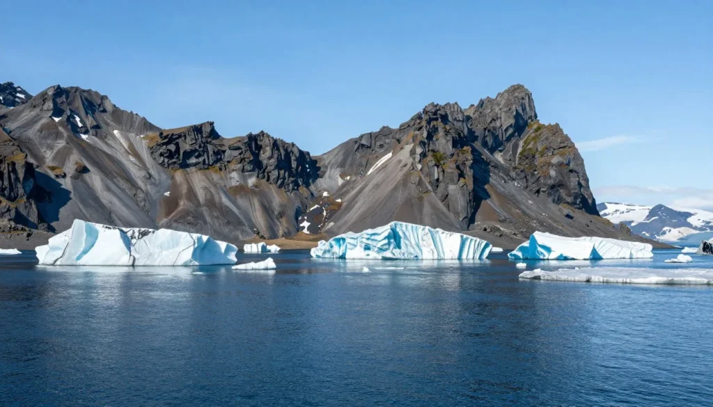 Scenic landscape of Iceland south coast near Jokulsarlon Scenic landscape of Iceland south coast near Jokulsarlon