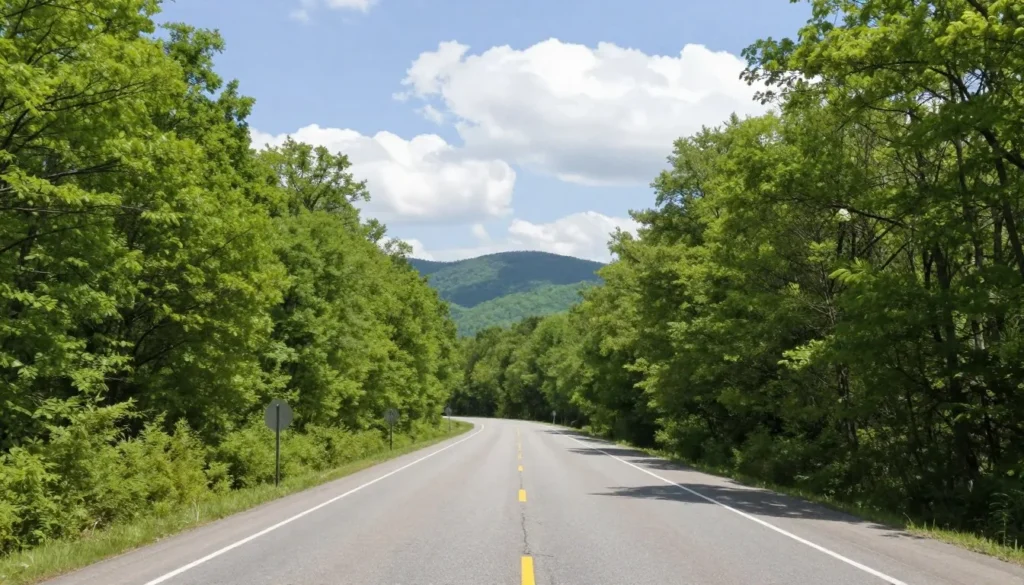 Scenic mountain highway approaching Hiwassee/Ocoee river region through Cherokee National Forest Scenic mountain highway approaching Hiwassee/Ocoee river region through Cherokee National Forest