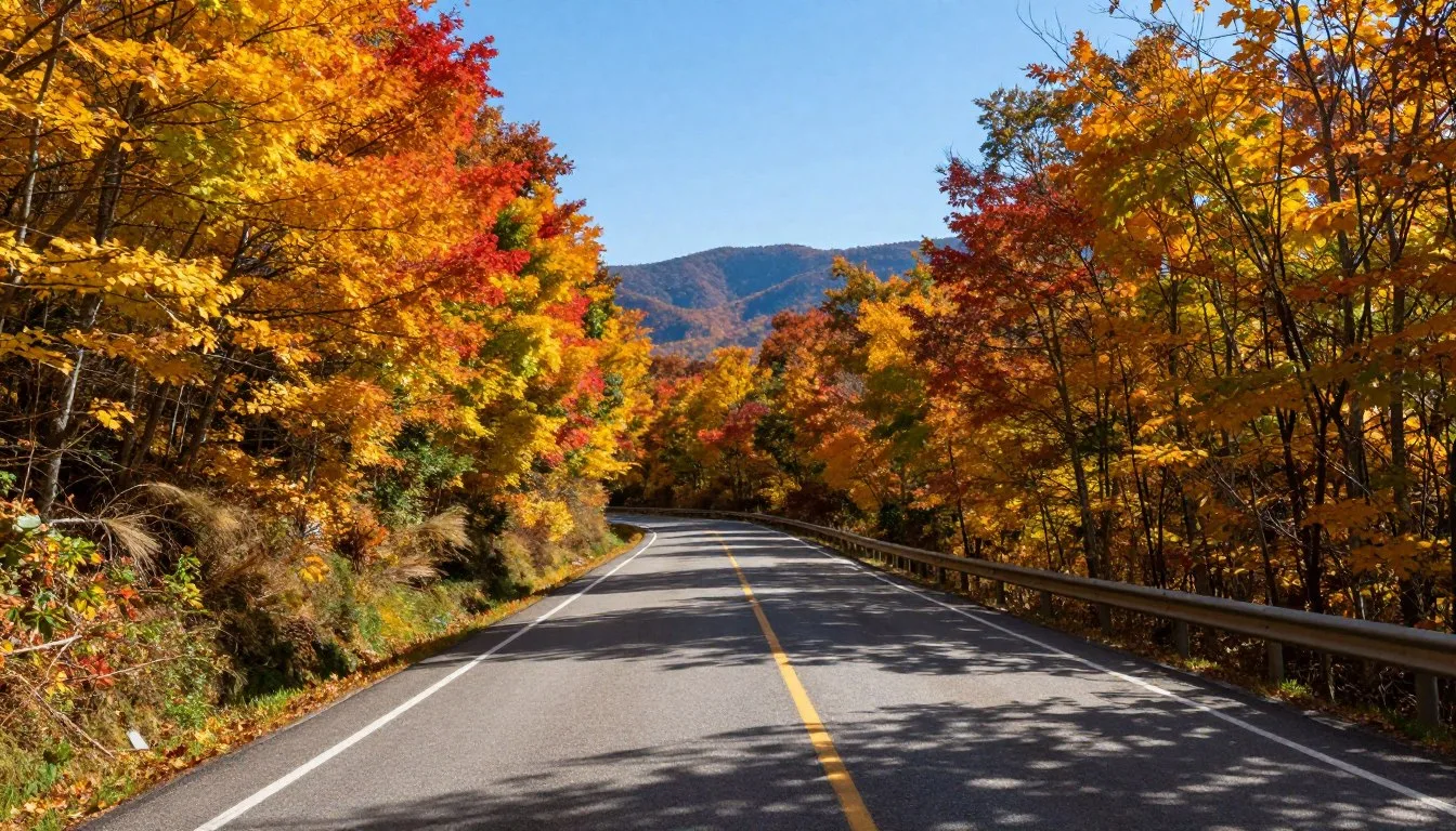 Scenic-mountain-road-winding-through-Great-Smoky-Mountains-with-autumn-foliage Scenic mountain road winding through Great Smoky Mountains with autumn foliage