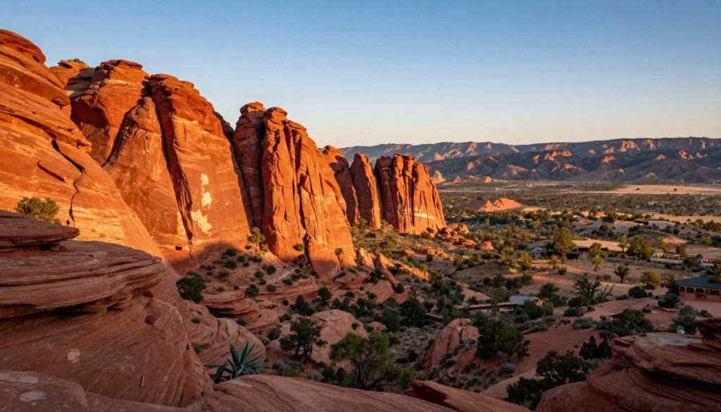 Scenic mountain vista with red rock formations at Spring Mountain Ranch State Park Nevada