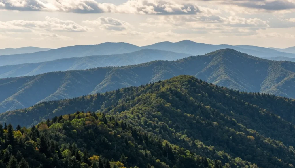 Scenic overlook showing multiple mountain ridges and valleys in Cherokee National Forest Scenic overlook showing multiple mountain ridges and valleys in Cherokee National Forest