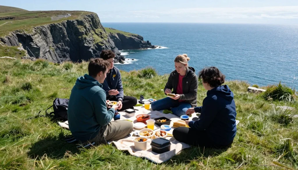 Scenic picnic spot on Dingle Peninsula Ireland with coastal views