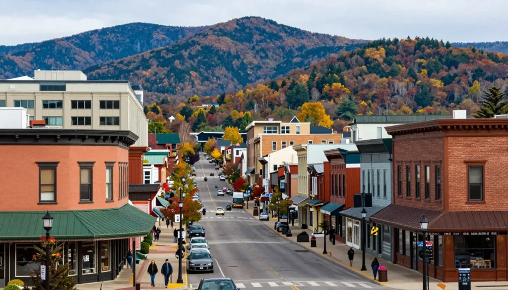 Scenic view of Asheville downtown with mountain backdrop Scenic view of Asheville downtown with mountain backdrop