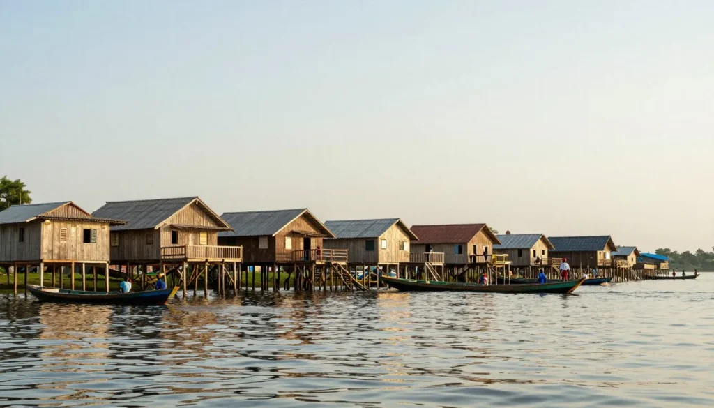 Scenic view of Ganvie stilt village on Lake Nokoue near Porto-Novo