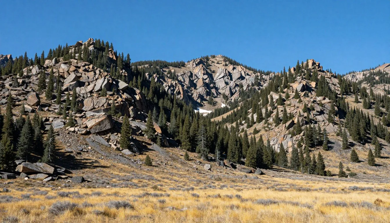 Scenic view of Raft River Mountains with rugged peaks and forested valleys in Box Elder County Utah