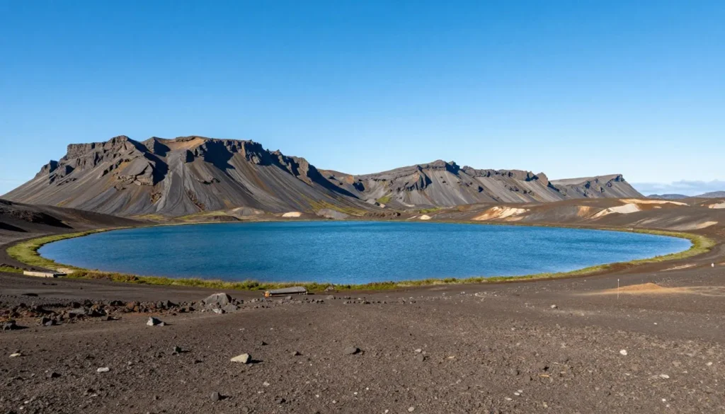 Scenic view of Thingvellir National Park Iceland landscape with mountains and lake Scenic view of Thingvellir National Park Iceland landscape with mountains and lake