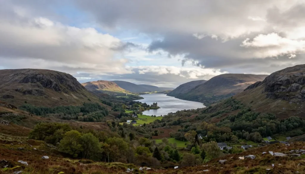 Scenic viewpoint overlooking Glenveagh valley and lough