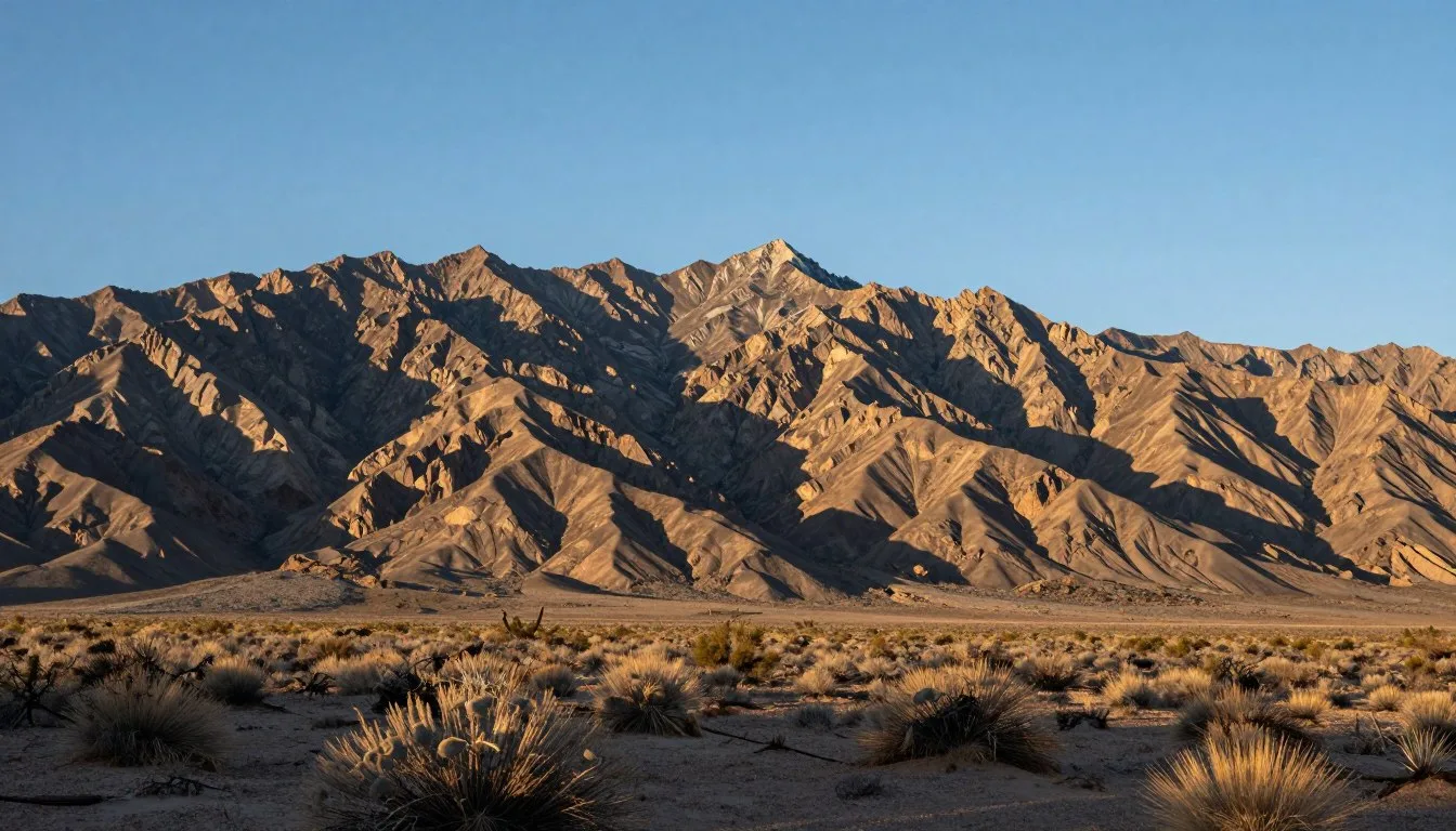 Schettler Range Nevada mountain landscape with desert terrain and blue sky