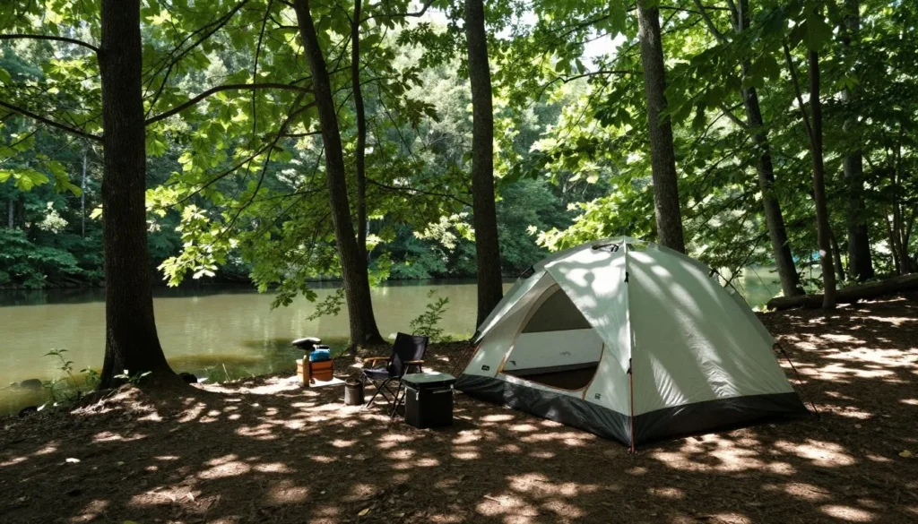 Secluded tent camping area surrounded by Tennessee forest Secluded tent camping area surrounded by Tennessee forest