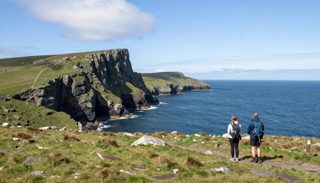 Slea Head coastal views on Dingle Peninsula Ireland with Blasket Islands in distance