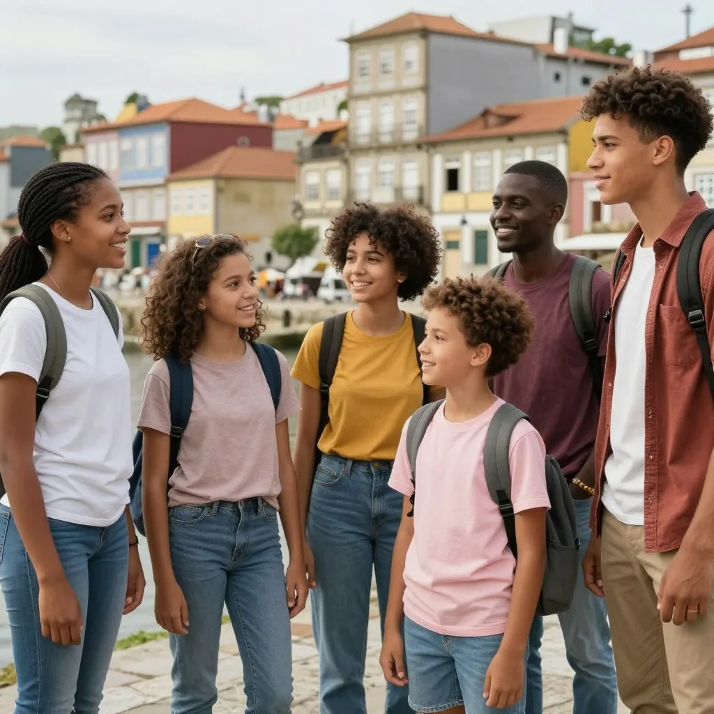 Small family group enjoying Porto-Novo attractions together