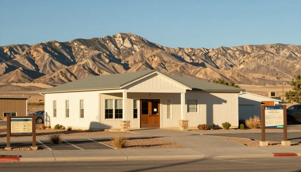 Small regional museum exterior in rural Utah