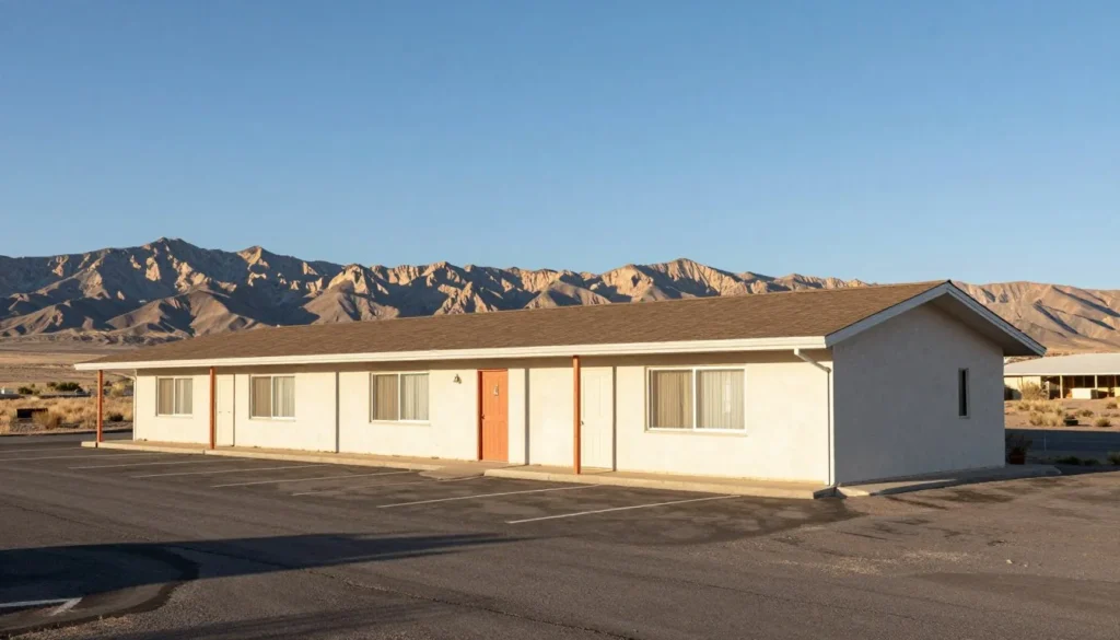 Small town motel in rural Utah setting