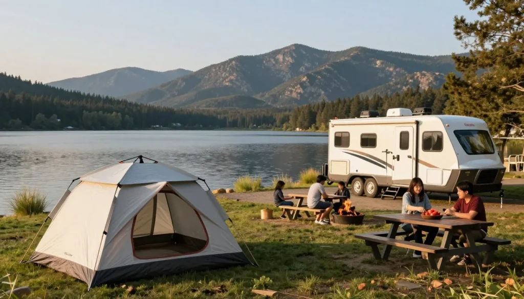 South Fork State Recreation Area campsite with tent and RV South Fork State Recreation Area campsite with tent and RV
