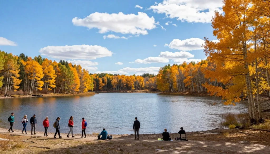 Spooner Lake in autumn with colorful aspen trees Spooner Lake in autumn with colorful aspen trees