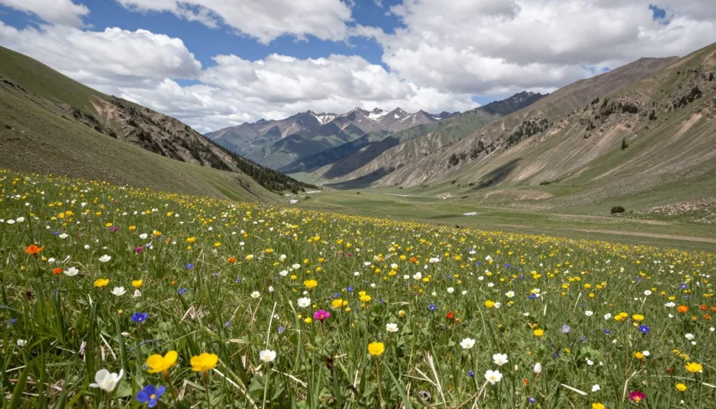 Spring wildflowers blooming in Nevada mountain valley